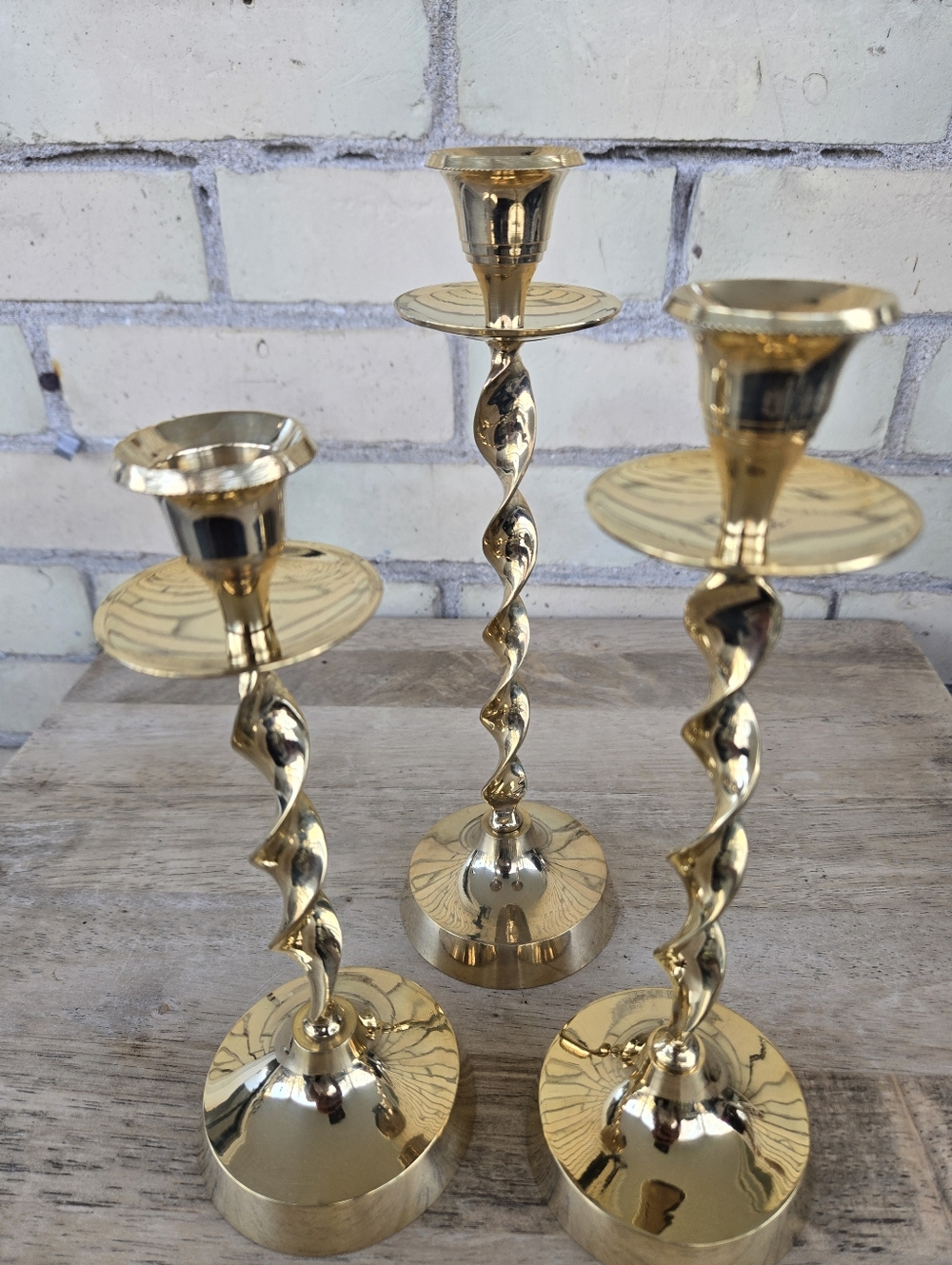 Twisted Brass Candle Holders - Picture 5 of 5